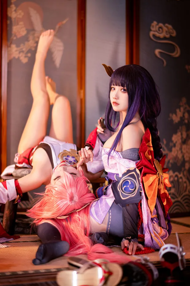伊喵君Nya & 桃景三酪 原神 鸣神双人 2