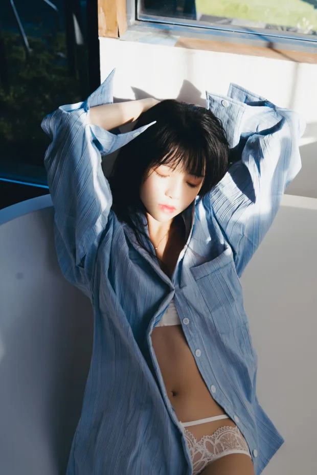 桜桃喵 蓝衬衫 6