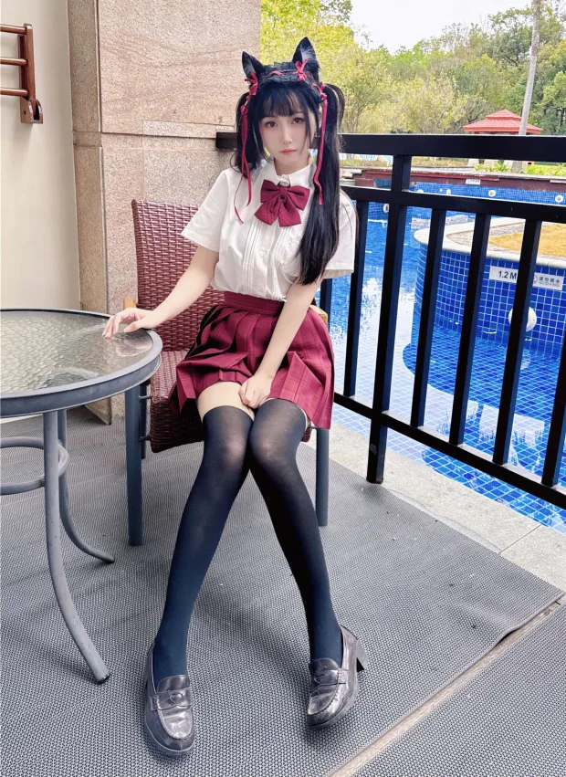 不呆猫 温泉双马尾JK 1